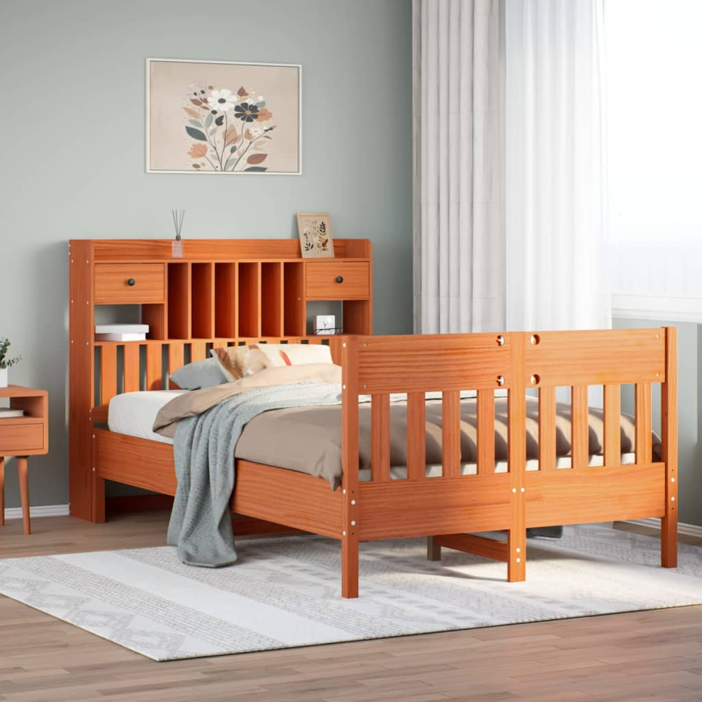 vidaXL Bed Frame without Mattress Wax Brown 120x190 cm Solid Wood Pine