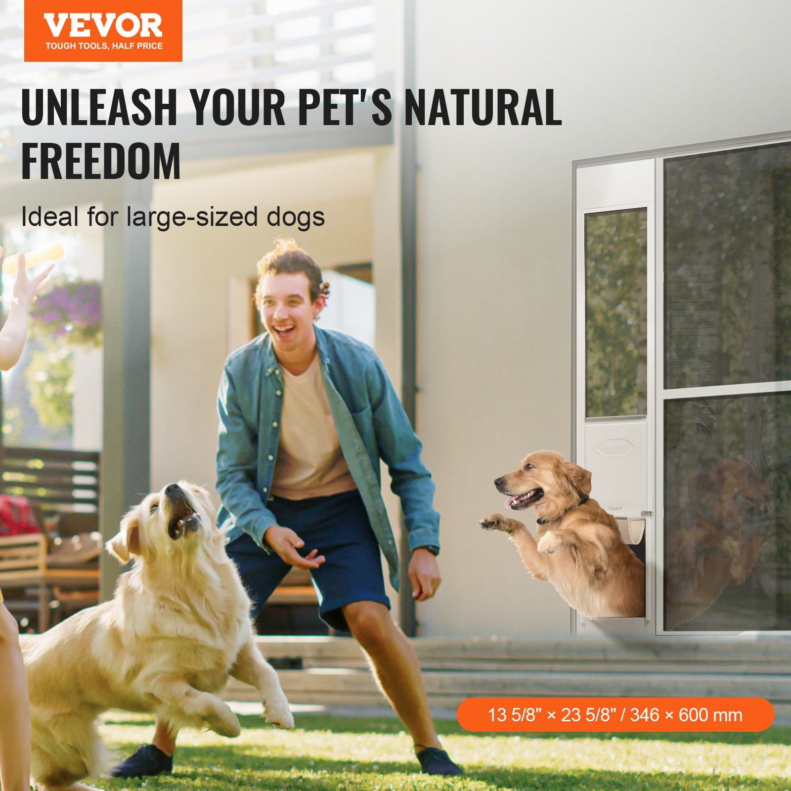 Dog Door for Sliding Glass Door 75 7/8"-80 11/16" Adjustable Height XL - Picture 1 of 10