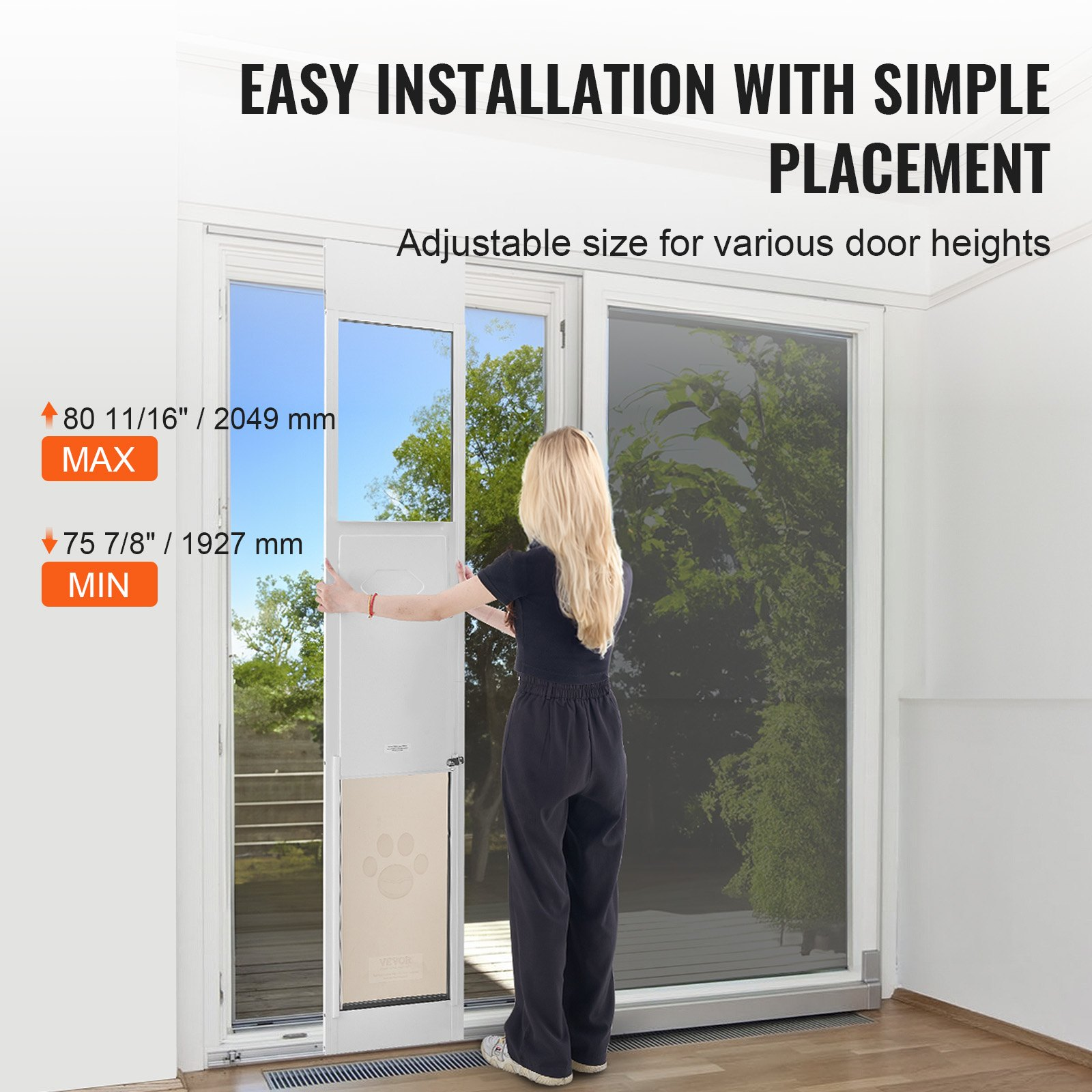 Dog Door for Sliding Glass Door 75 7/8"-80 11/16" Adjustable Height XL - Picture 3 of 10