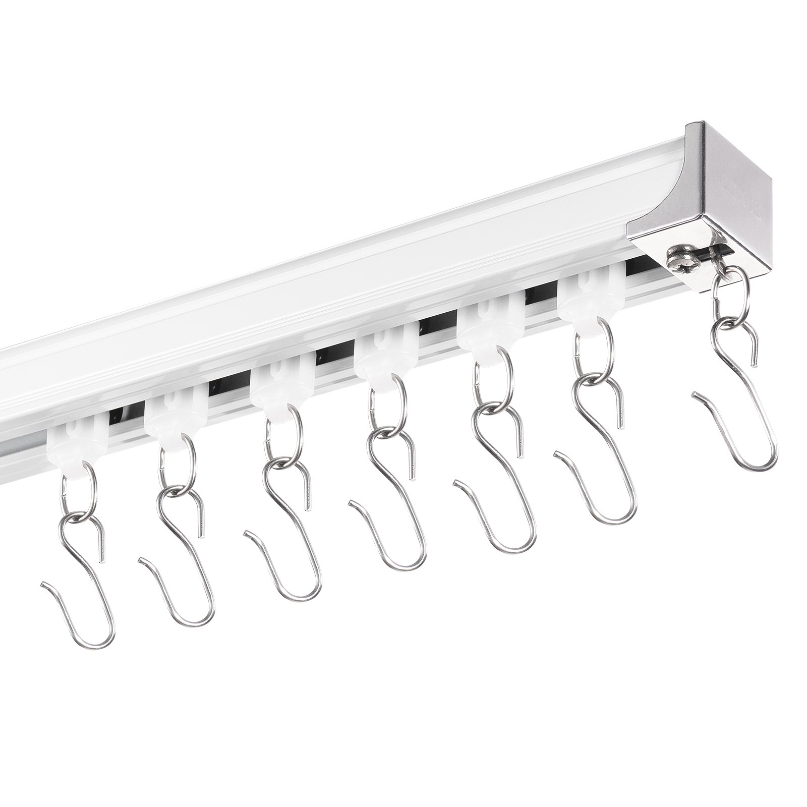 VEVOR Ceiling Curtain Track Set 5.9 FT/1.8 Meter Room Divider with Hooks White