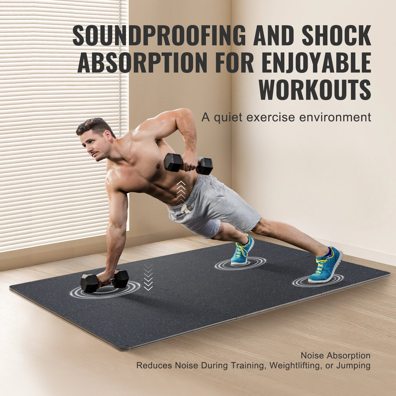 25 PCS Thick Gym Floor Mats 0.56", 24"x24" EVA Foam & Rubber, 100 sq.ft Coverage - Picture 4 of 12