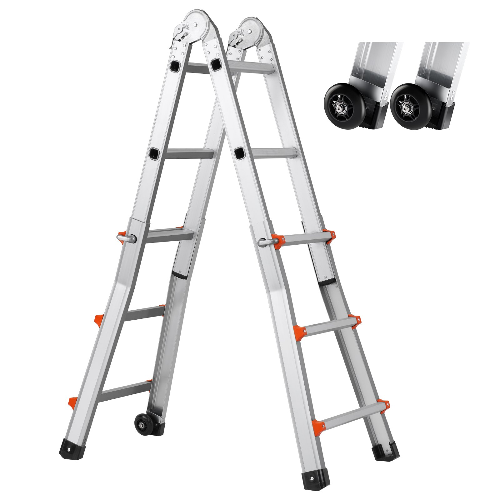 VEVOR 9.5 FT Telescoping A-Frame Ladder - Multi-Function, Heavy-Duty, Safe and N