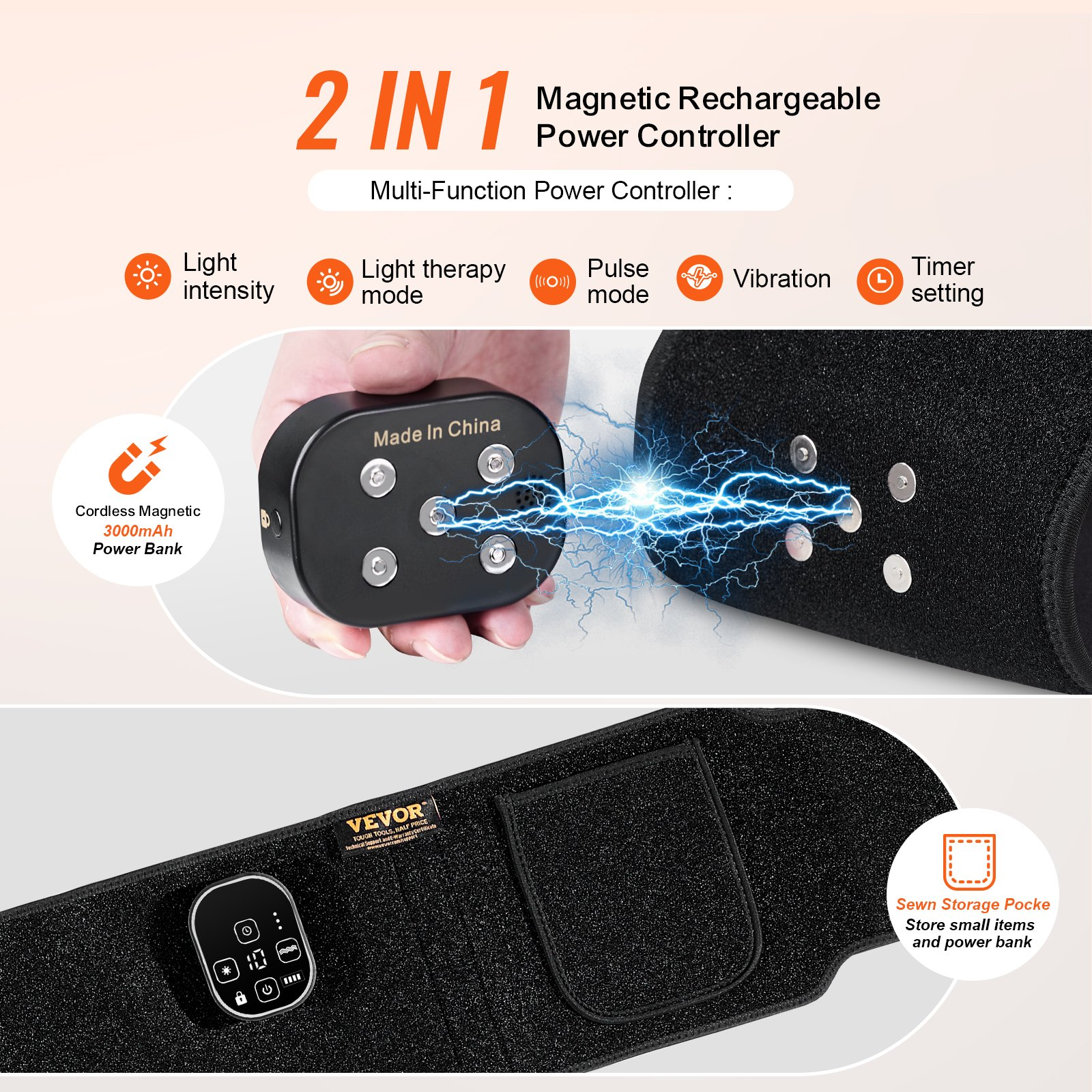 Cintura Terapia Luce Rossa per Vita 660&850nm Luce Rossa Pad 105 LED - Foto 4 di 10