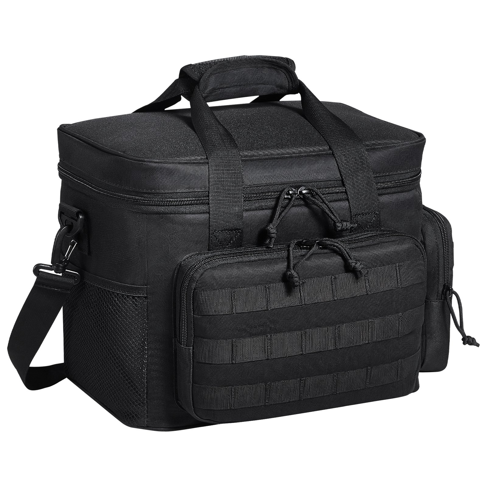 20L Insulated Cooler Bag with MOLLE Design, Multi-Pocket, Black