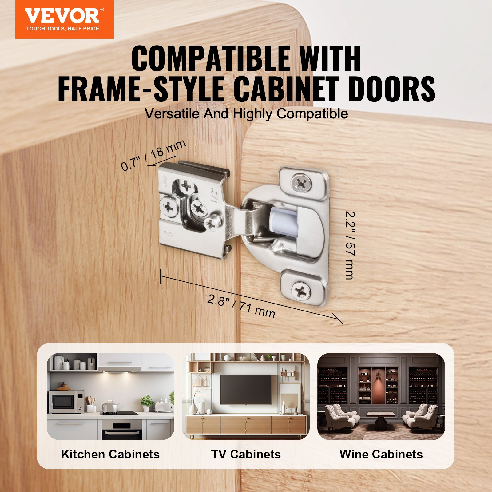 Cabinet Door Hinges 30 Packs Partial Overlay Soft Close for Framed Type
