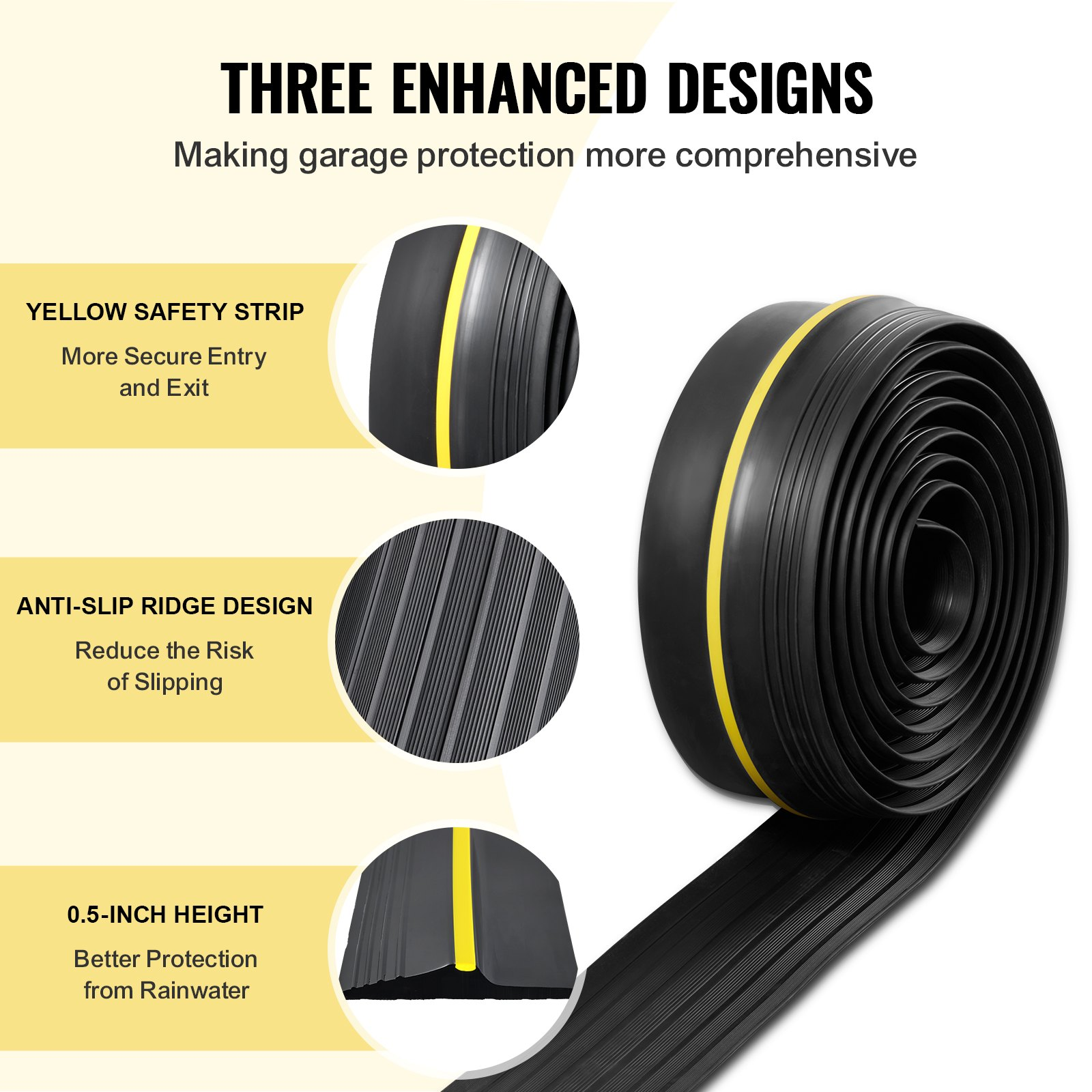 Garage Door Threshold Seal Strip, Black