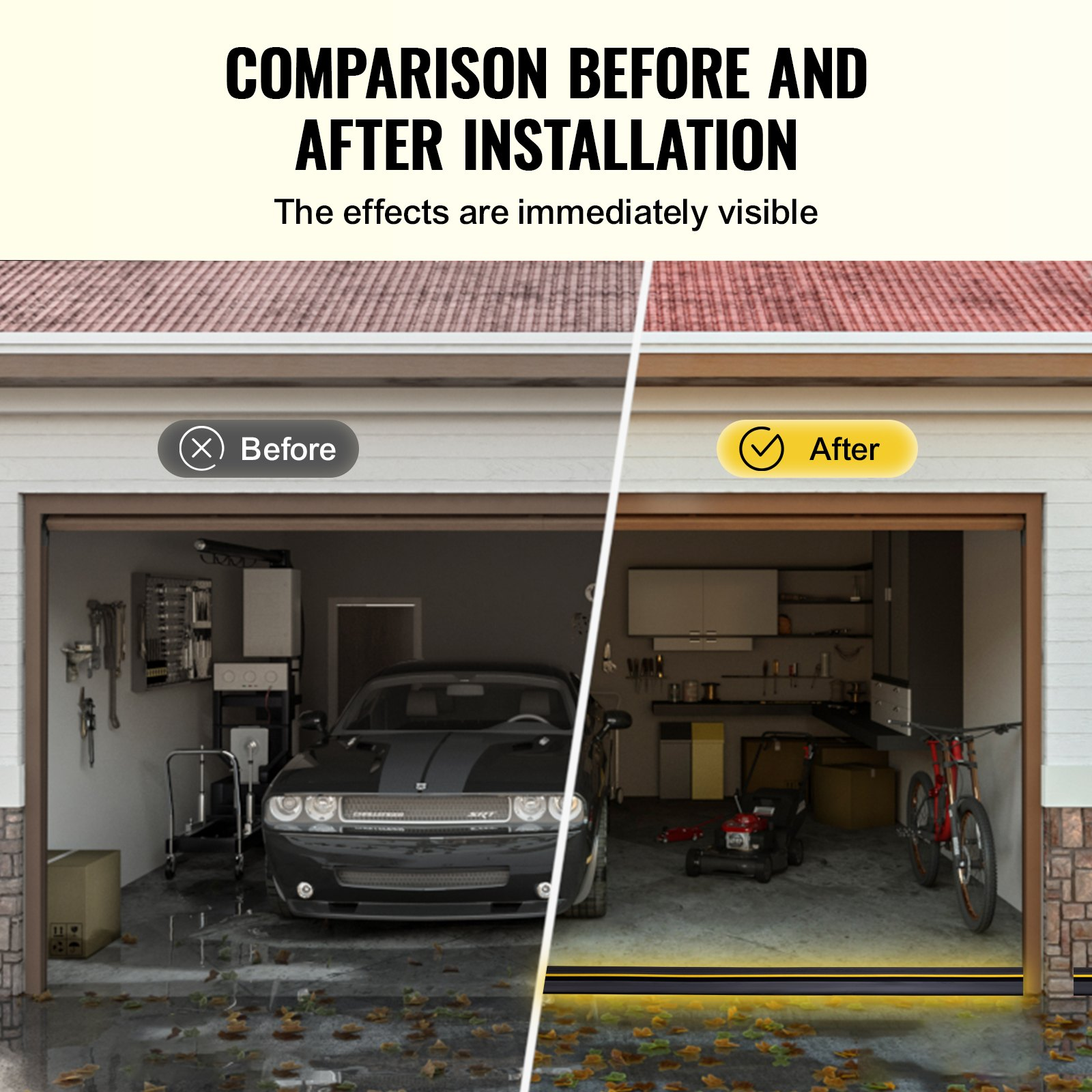 Garage Door Threshold Seal Strip, Black