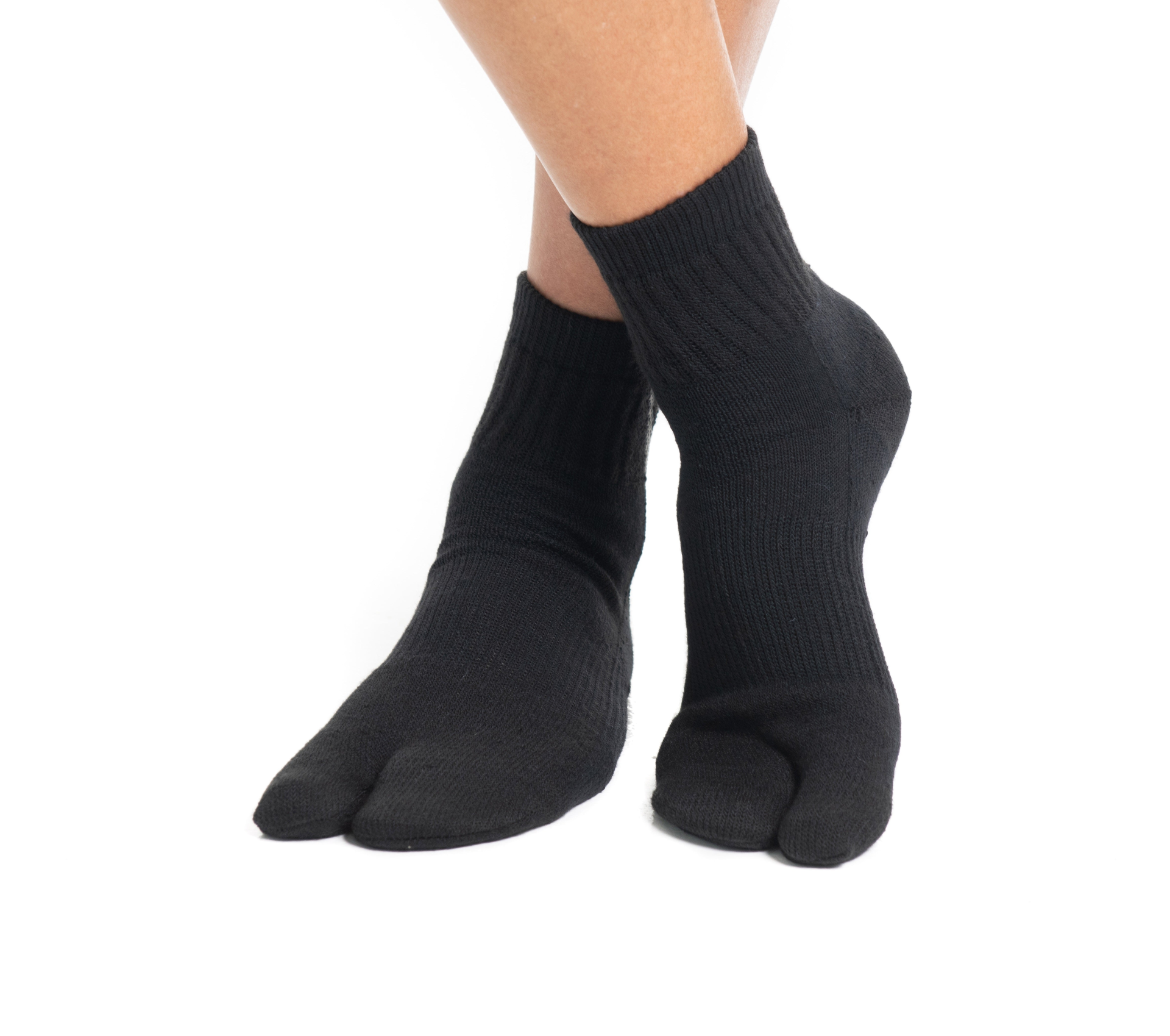 Black Wool Casual V-Toe Flip-Flop Tabi Big Toe Socks - Picture 8 of 9
