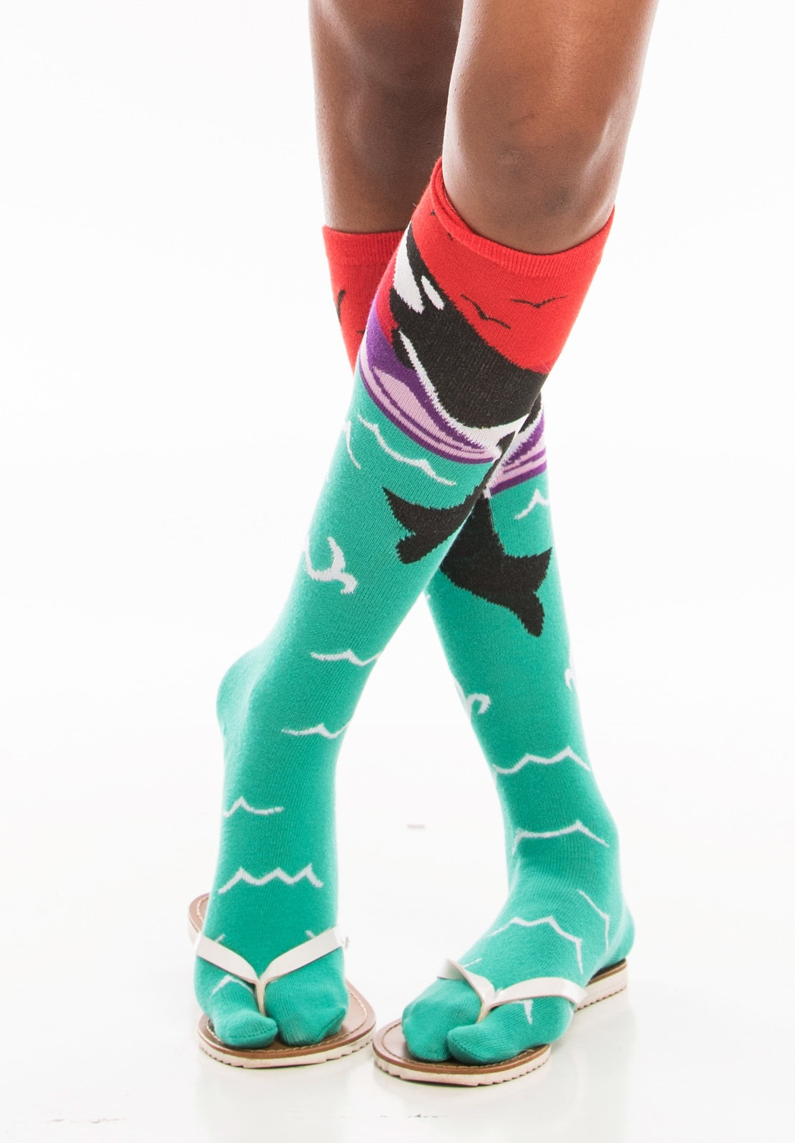 1 Paar - V-Zehen Flip-Flop Tabi Socken - Fun Orca Style - Bild 1 von 7