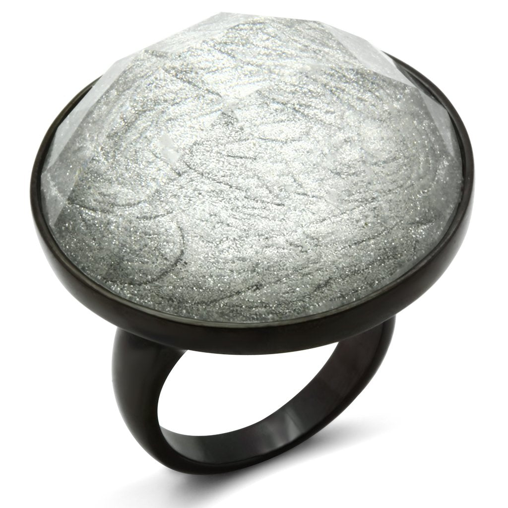 VL003 - IP Black(Ion Plating) Brass Ring with Synthetic Synthetic Stone in Light - Picture 1 of 7