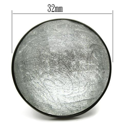 VL003 - IP Black(Ion Plating) Brass Ring with Synthetic Synthetic Stone in Light - Picture 2 of 7