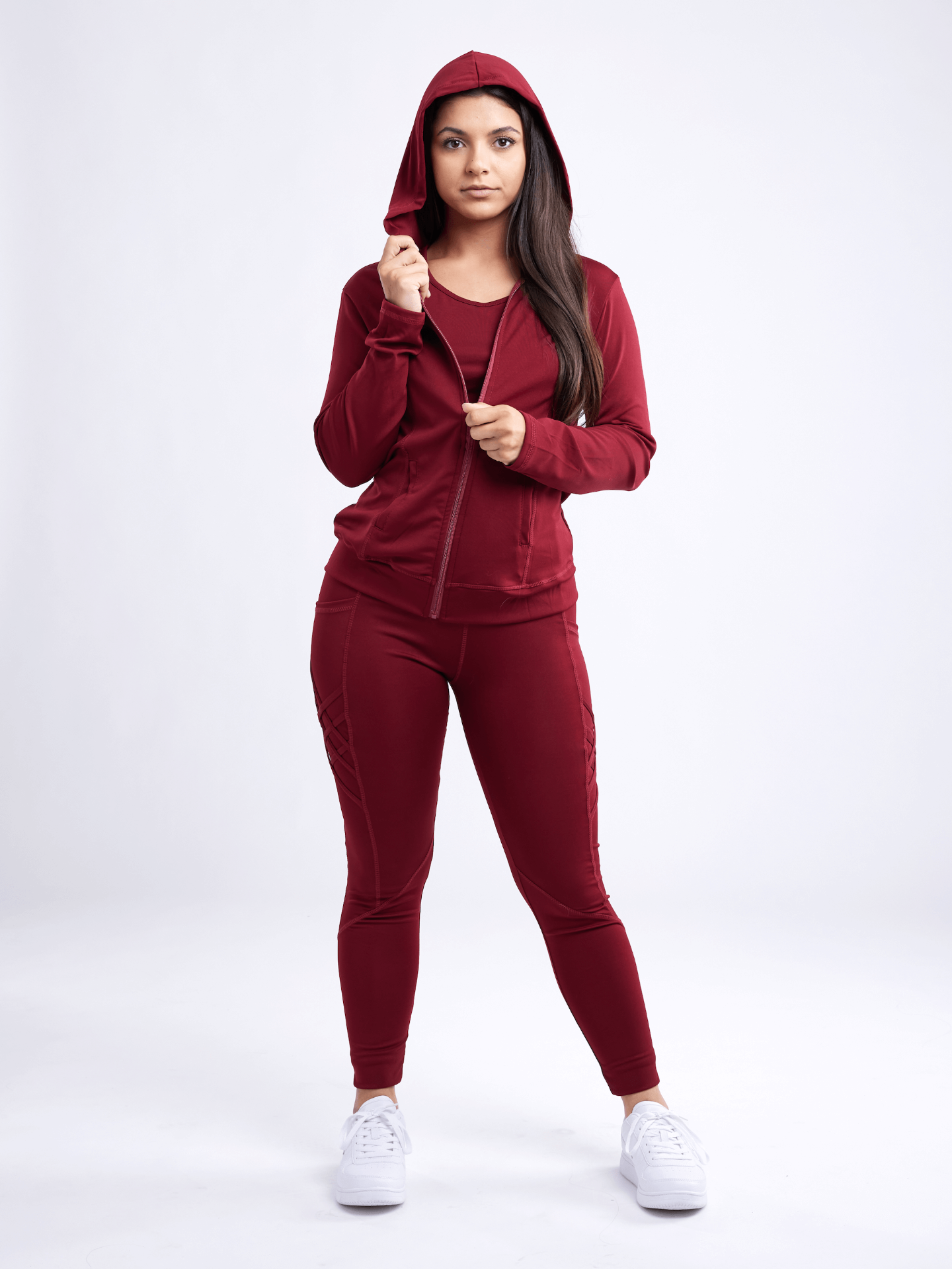 Athletic Fitted Zip-Up Hoodie Jacket with Pockets - Women's Comfortable and Styl - Picture 7 of 16