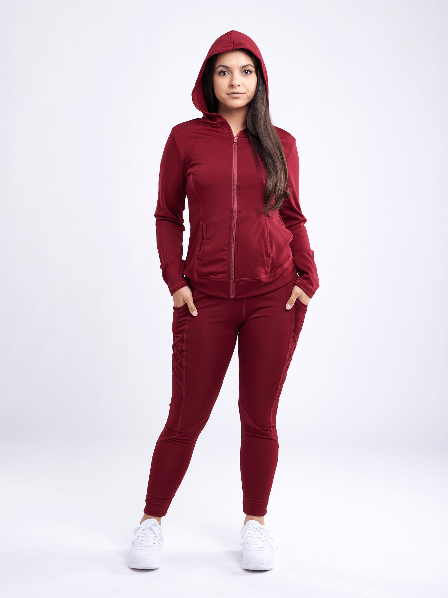 Athletic Fitted Zip-Up Hoodie Jacket with Pockets - Women's Comfortable and Styl - Picture 8 of 16