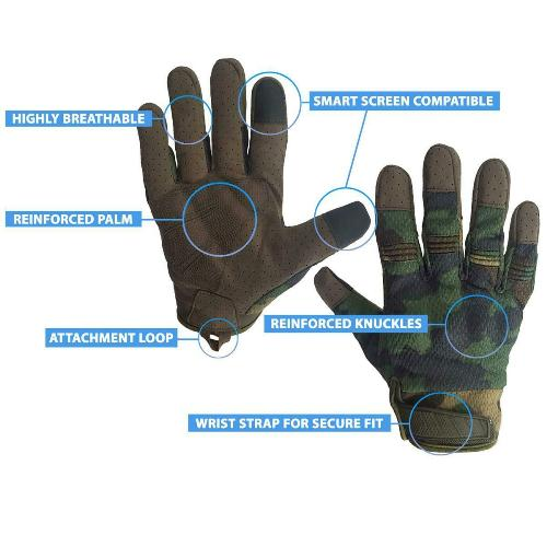 Tactical Woodland Gloves Ultimate Protection and Comfort Camo CP