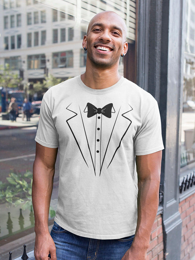 Printed Tuxedo Suit And Bow Tie Men T-shirt