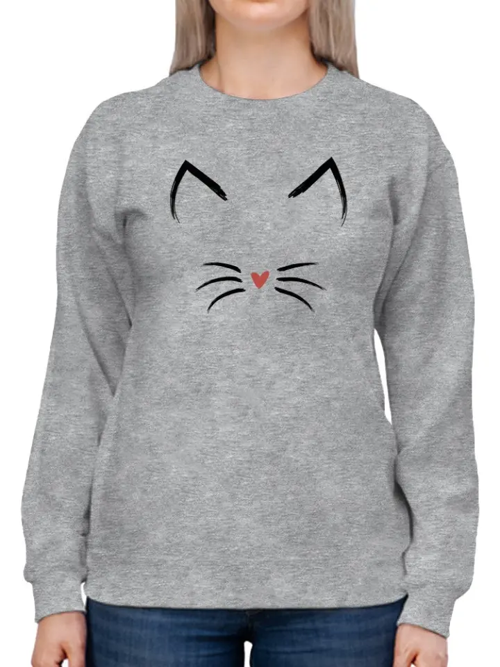 Minimalist Cat Graphic Crewneck Cotton Sweatshirt thumbnail 5