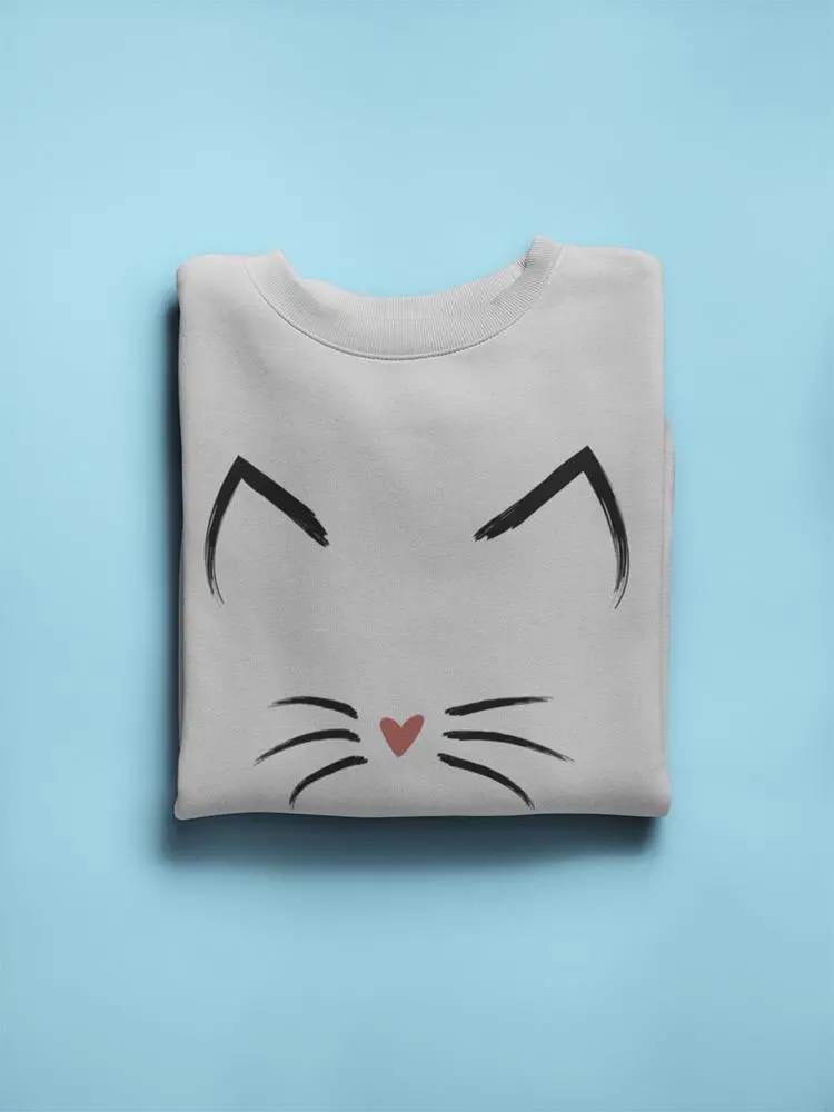 Minimalist Cat Graphic Crewneck Cotton Sweatshirt - view 3