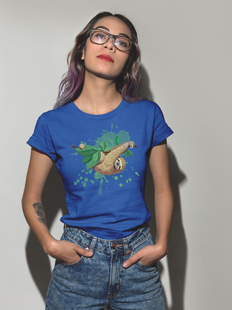 Sloth Hanging On Branch T-shirt -SPIdeals Designs