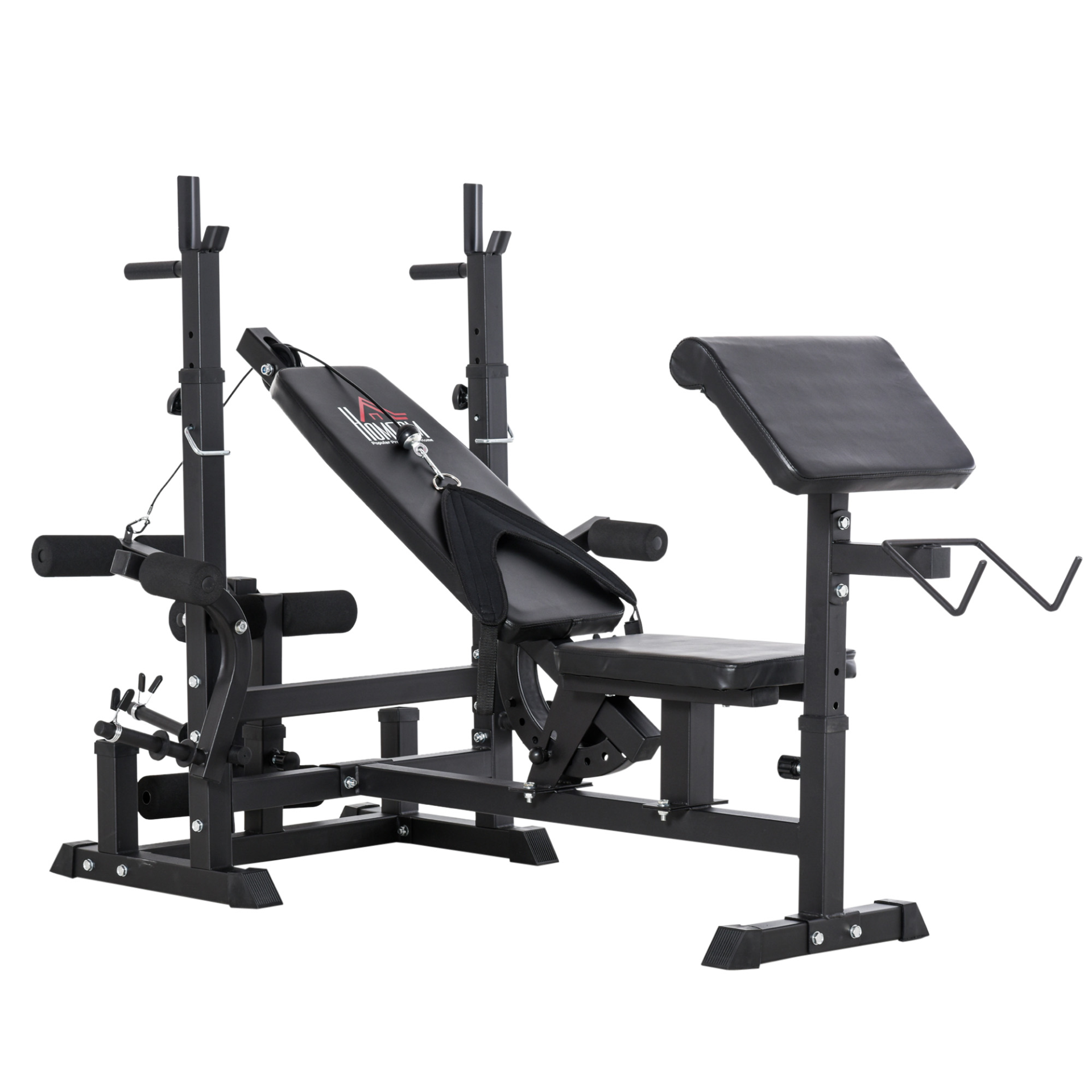 HOMCOM Multi-Exercise Full-Body Weight Rack with Bench Press Leg Extension Che