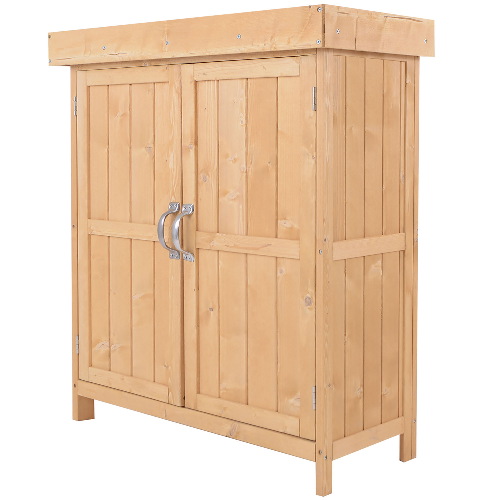 Outsunny Garden Shed Outdoor Garden Storage Shed Wooden Chest Double Doors with