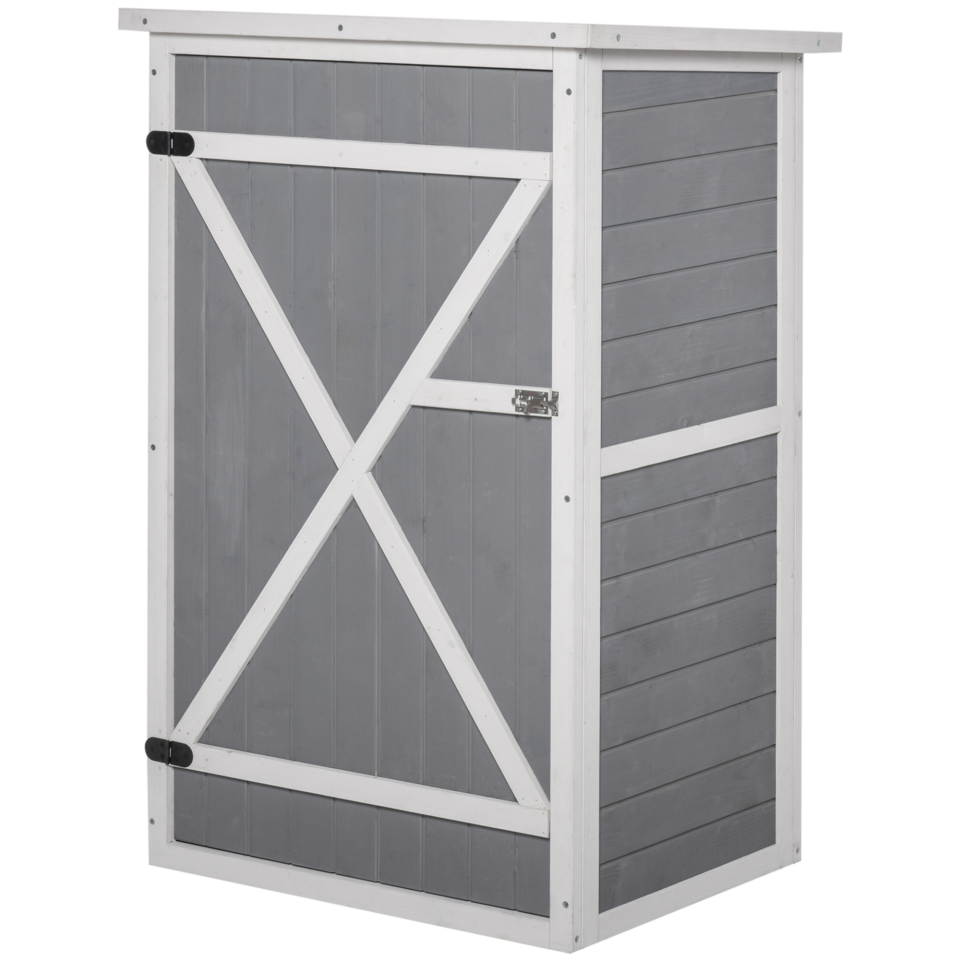 Grey Garden Shed Wooden Garden Storage Shed Fir Wood Tool Cabinet Organiser with