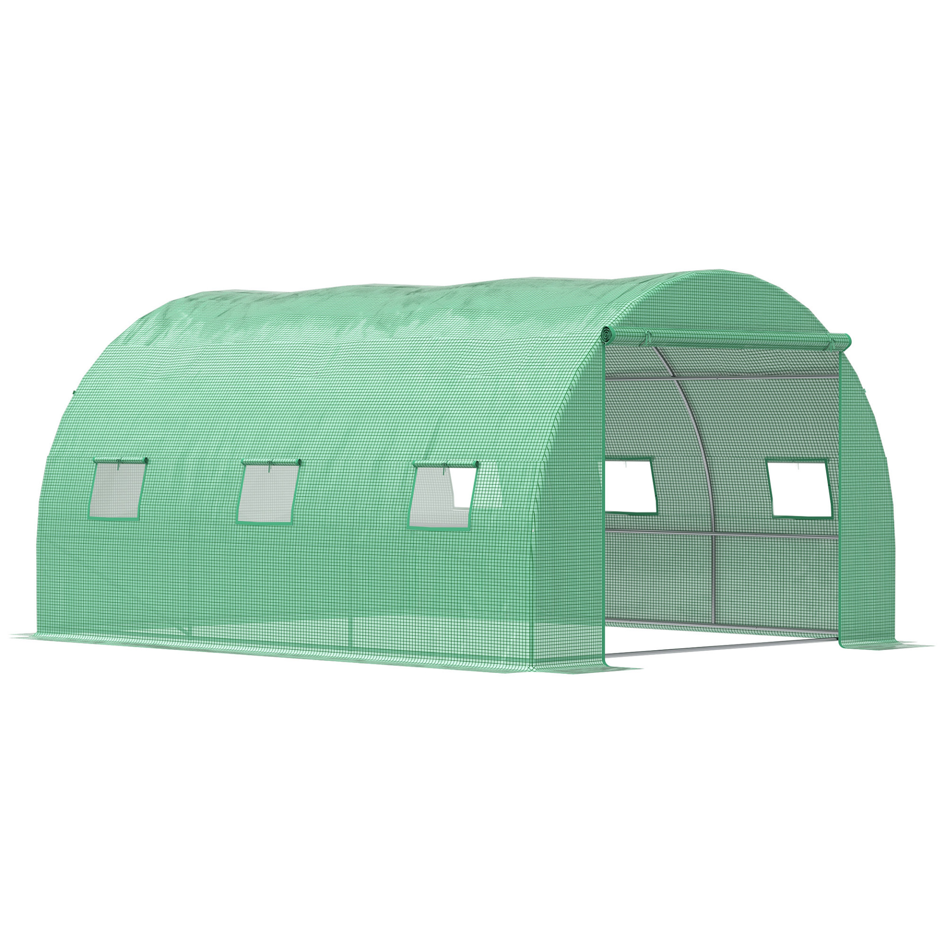 Outsunny Walk in Polytunnel Outdoor Garden Greenhouse with Windows and Doors (4