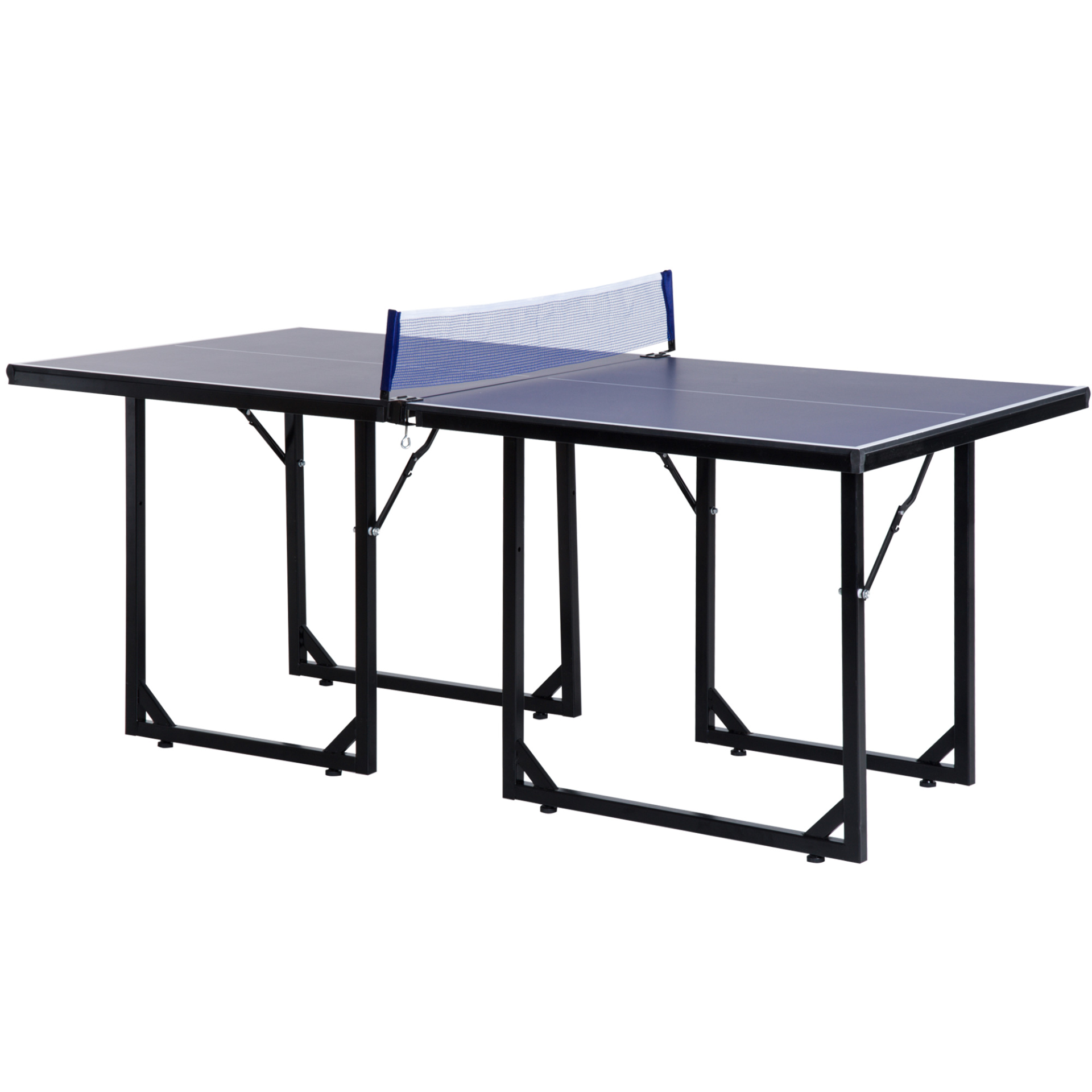 HOMCOM 6ft 182cm Mini Table Tennis Table Folding Ping Pong Table with Net Multi-