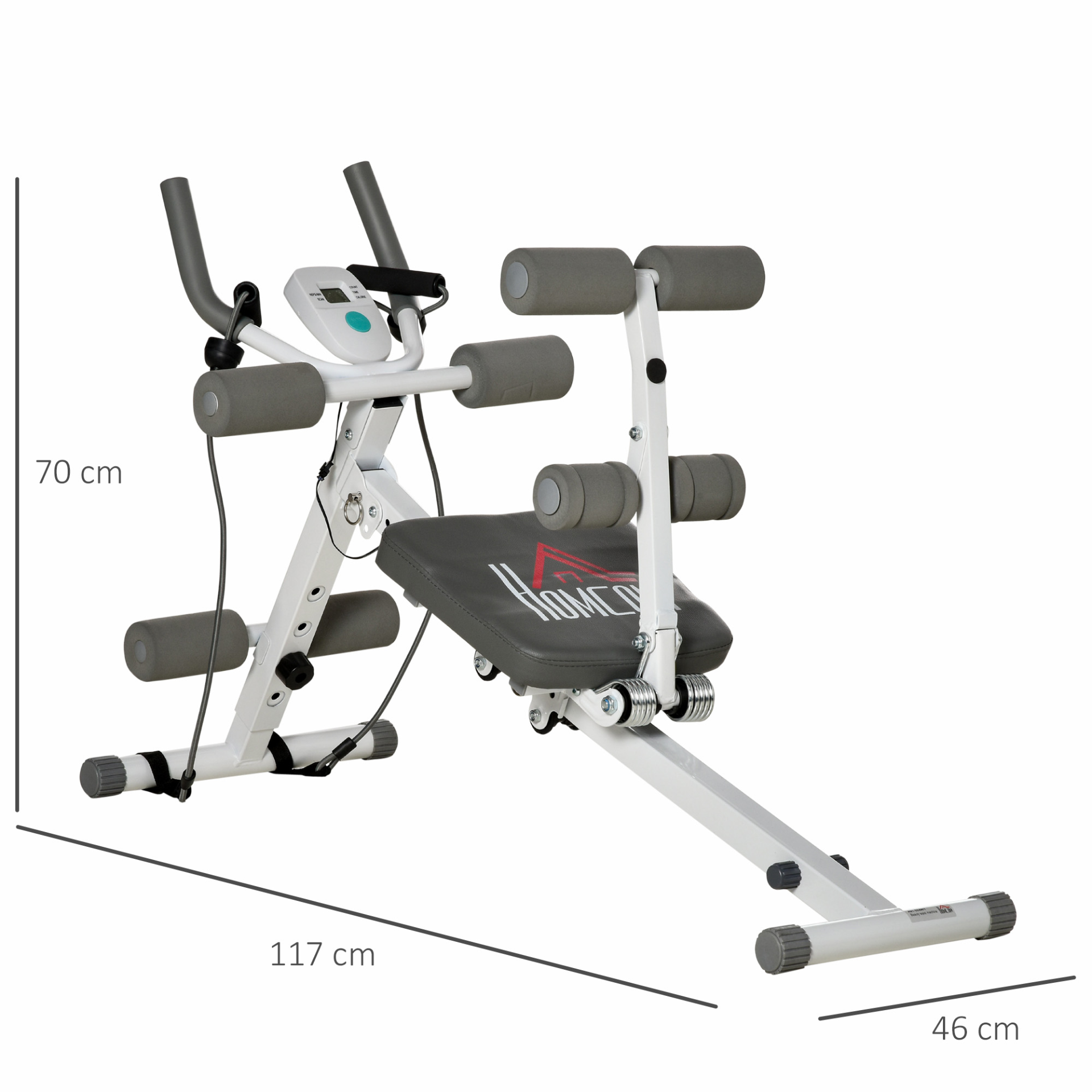 HOMCOM 2 IN 1 Core Abdominal Ab Trainer Sit Up Bench with LCD