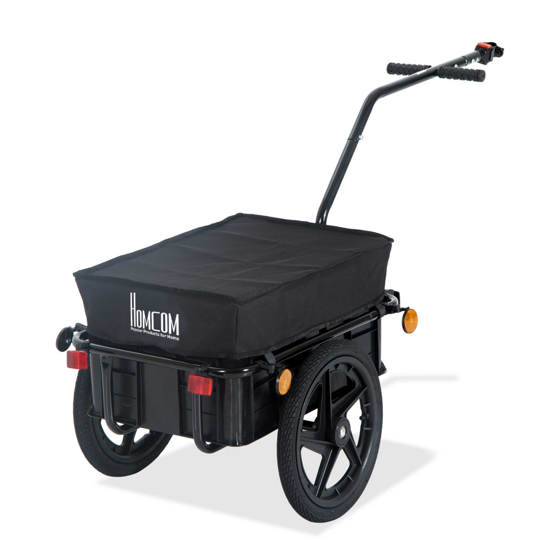 HOMCOM Bicycle Trailer Cargo Jogger Luggage Storage Stroller with Towing Bar - B