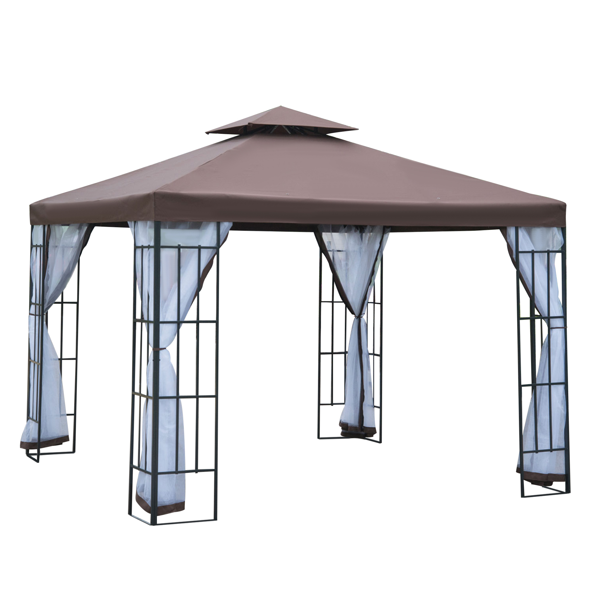 Outsunny 3 x 3(m) Patio Gazebo Canopy Garden Pavilion Tent Shelter with 2 Tier R