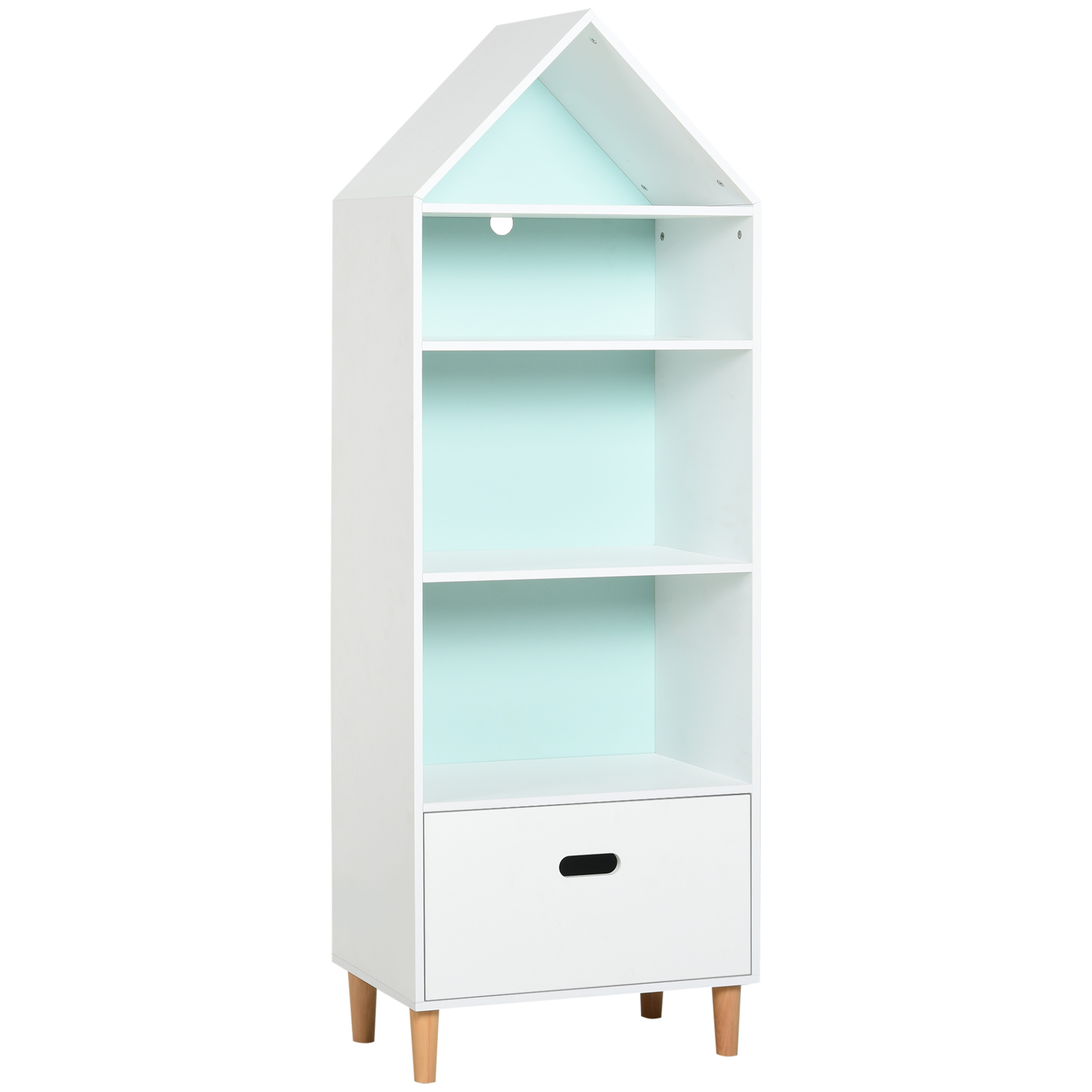 HOMCOM Kids Children Wooden Bookcase w/Drawer Bedroom Furniture Bookshelf Storag