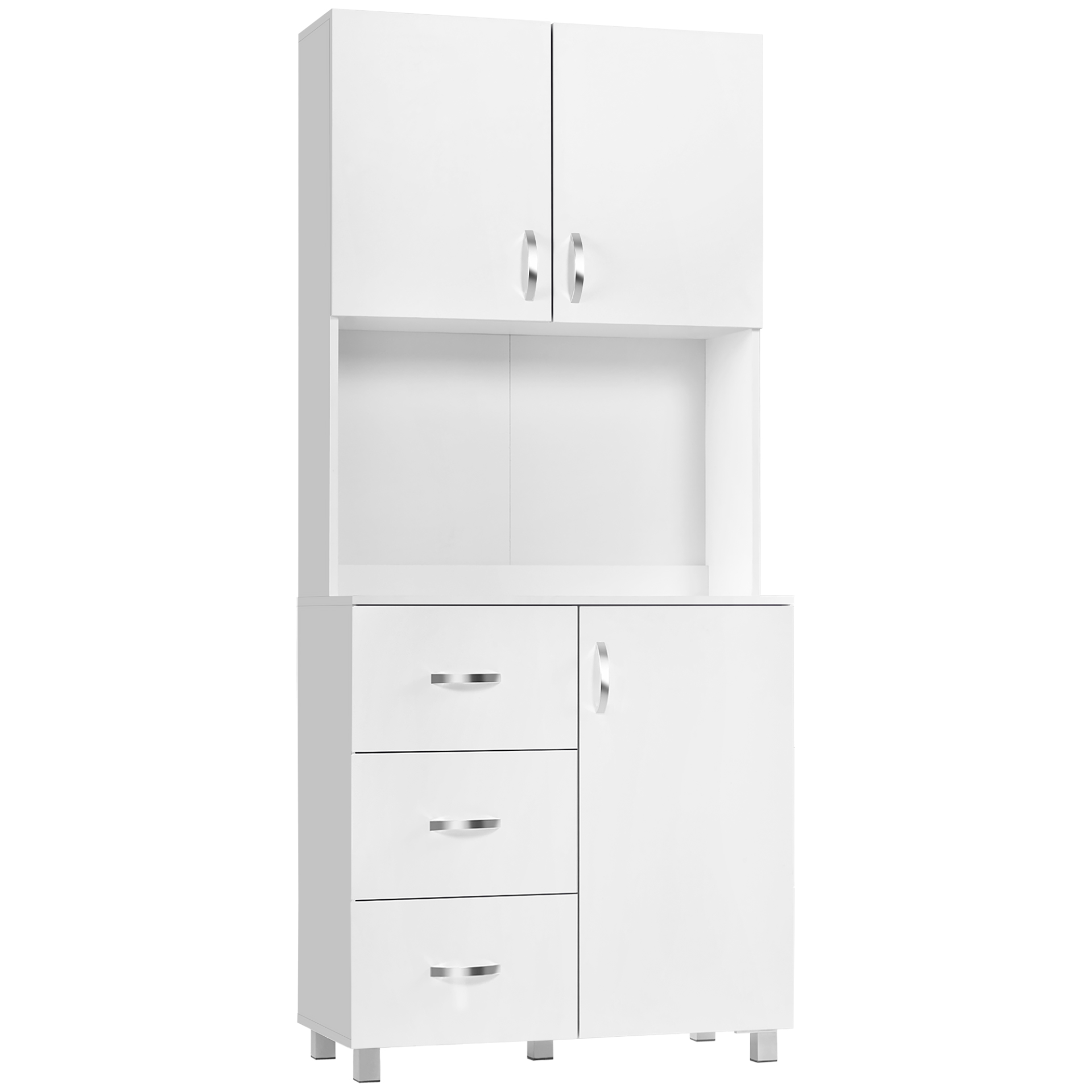 HOMCOM Free standing Kitchen Cupboard Storage Cabinet with Doors and Sheleves