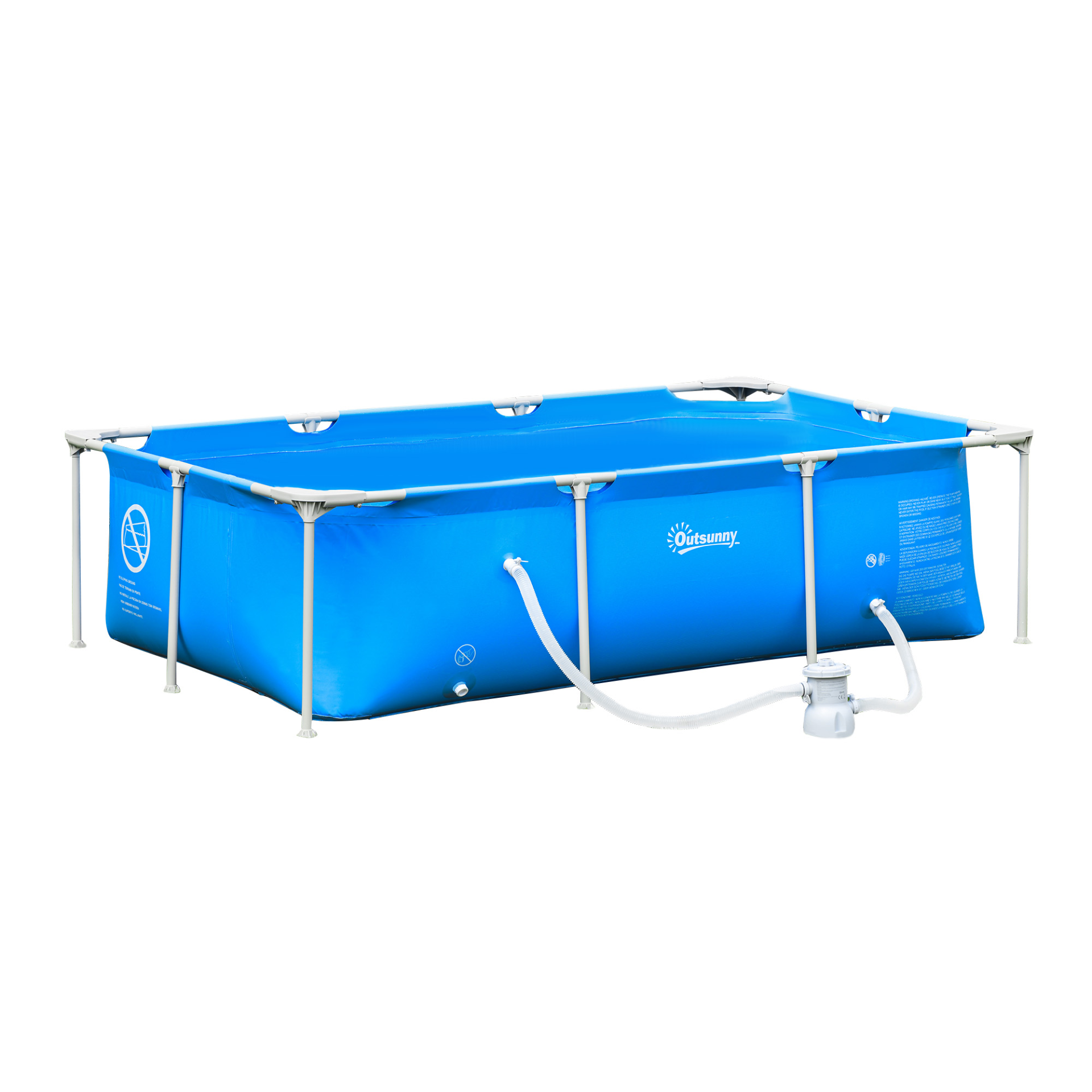 Outsunny Steel Frame Pool with Filter Pump Filter Cartridge Reinforced Sidewal
