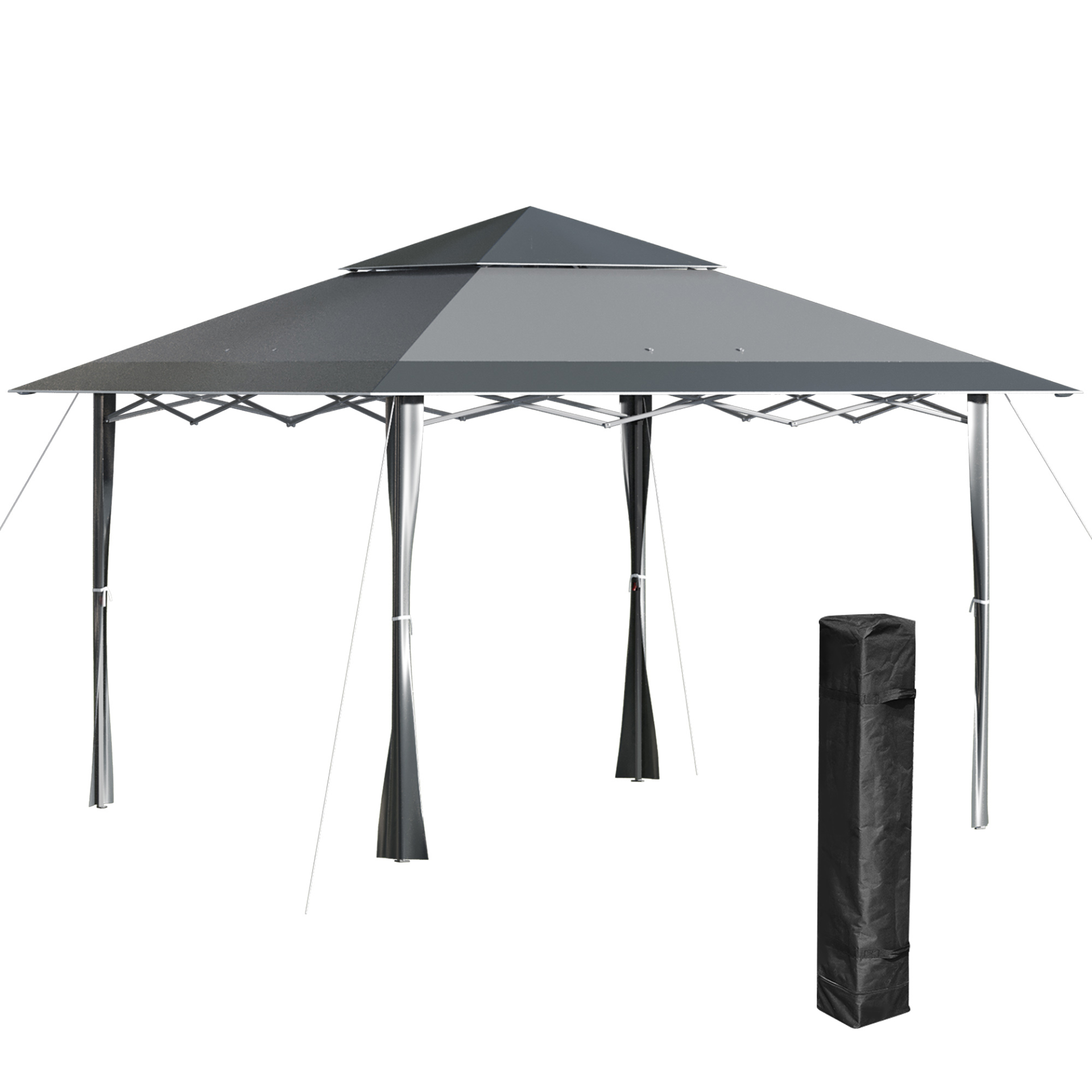 Outsunny 4 x 4m Pop-up Gazebo Double Roof Canopy Tent with UV Proof Roller Bag