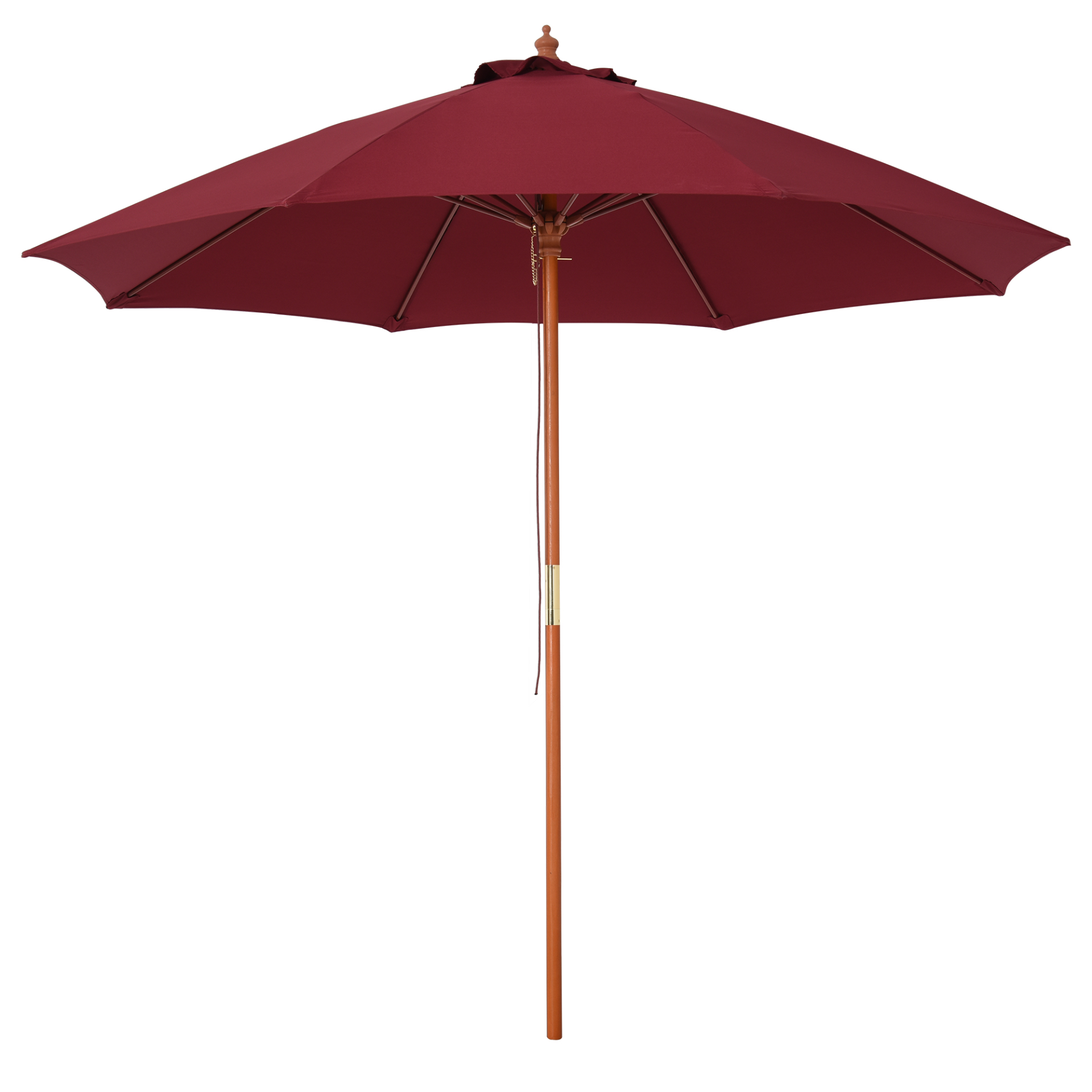 Outsunny 2.5m Wood Parasol Garden Sun Shade Patio Outdoor Market Umbrella Canopy