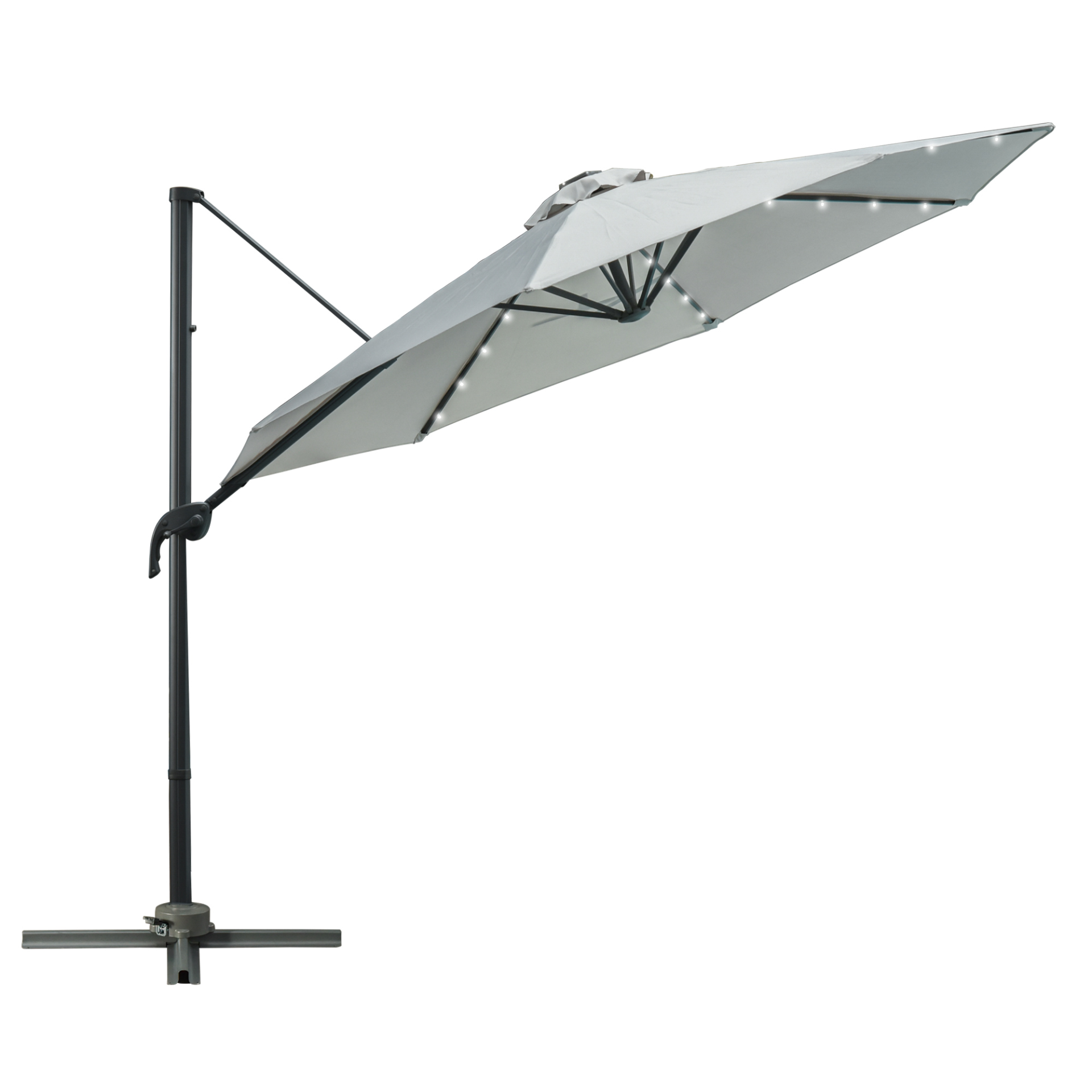 Outsunny 3(m) Cantilever Roma Parasol Patio Sun Umbrella with Crank & Tilt LED S