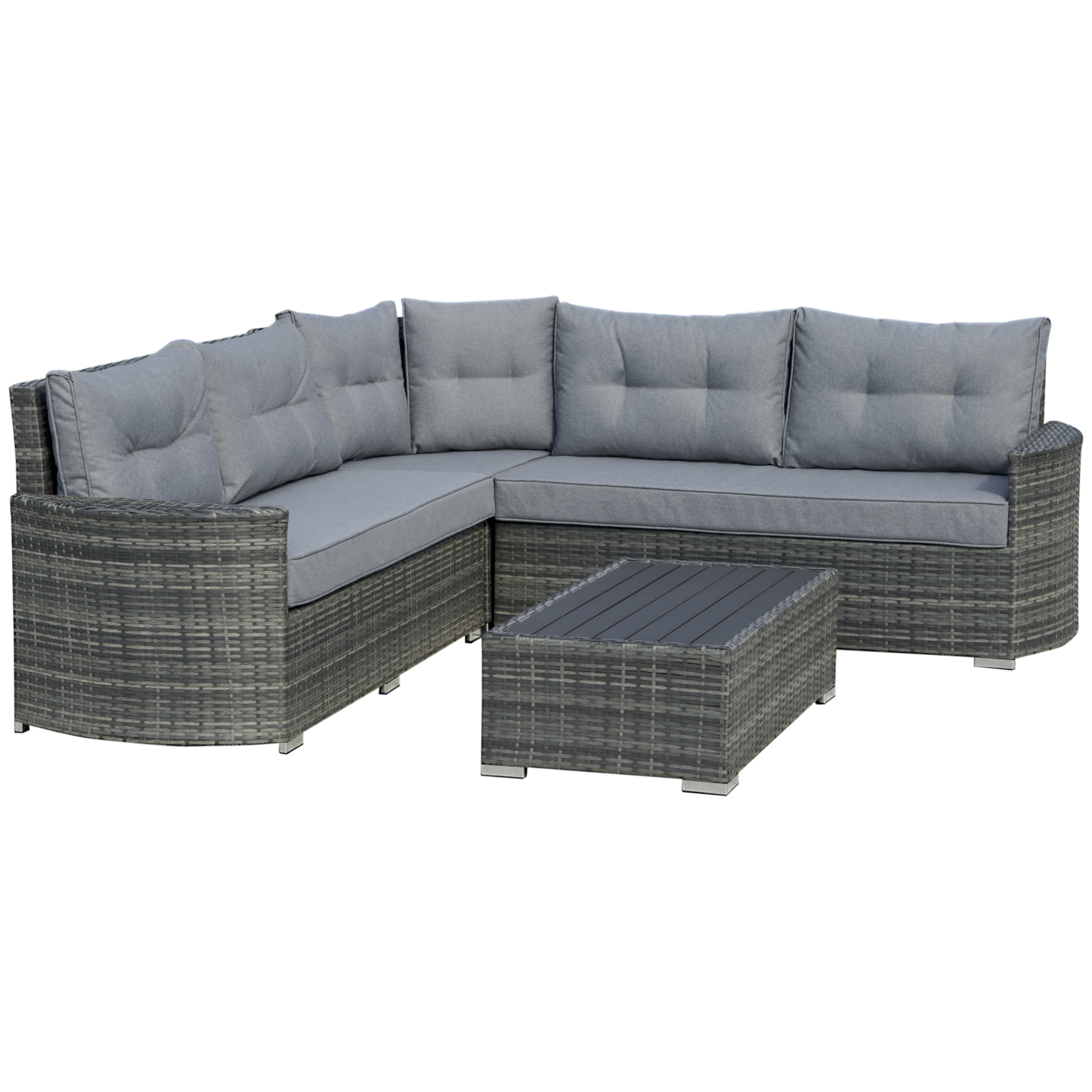 Outsunny 4 Pieces Outdoor PE Rattan Sofa Set Patio Wicker Sectional Conversatio