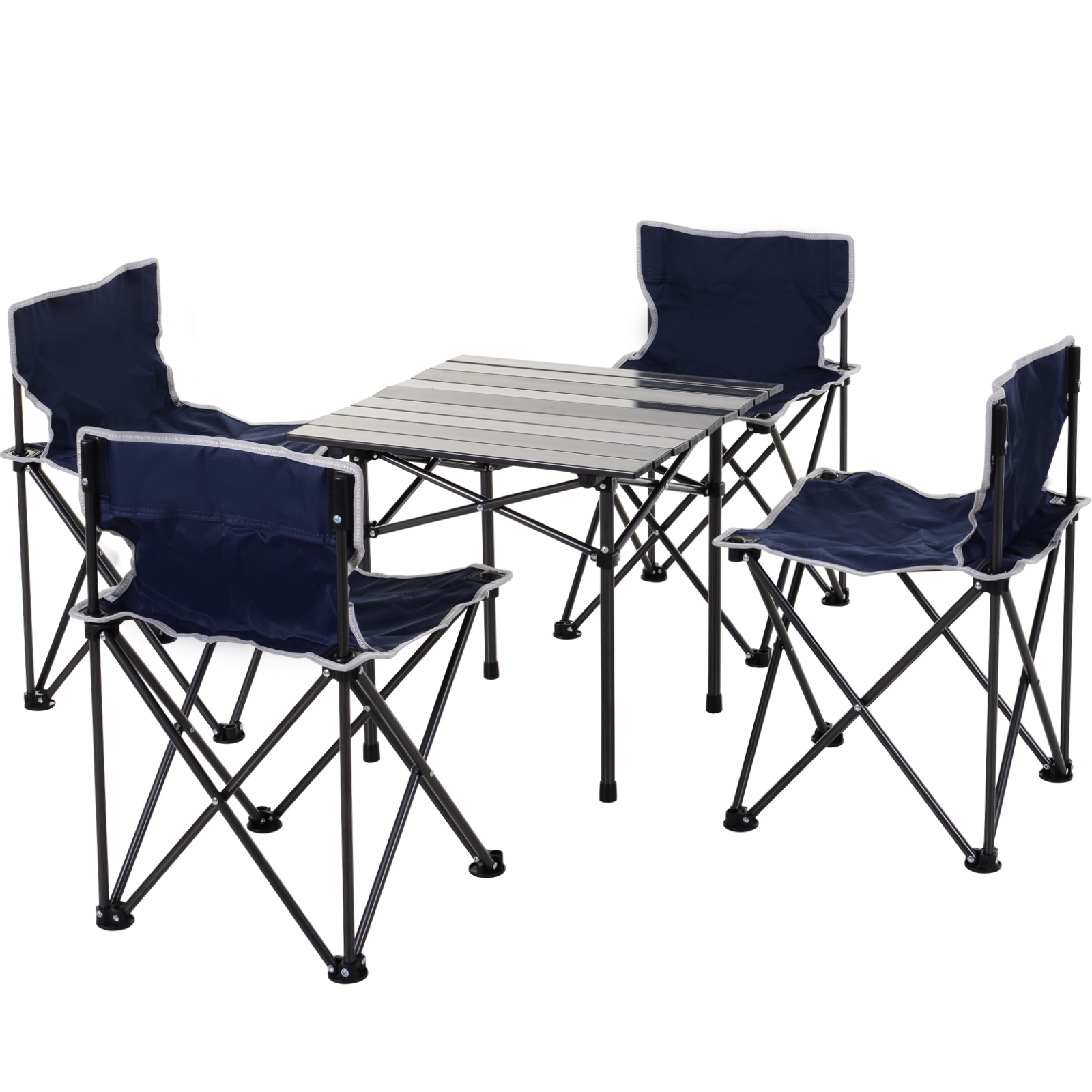 Outsunny 5 Piece Camping Table & Chairs Set with Carrying Bag Foldable Portable
