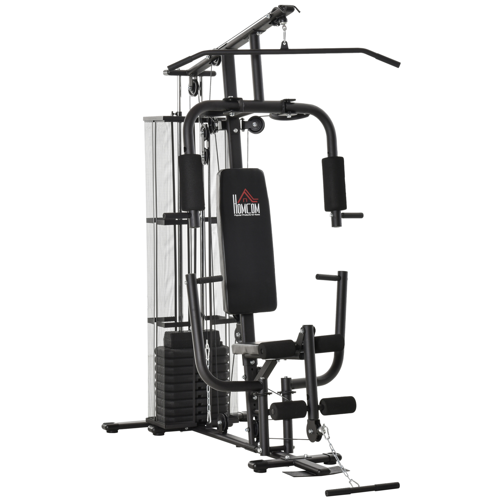HOMCOM Multi-Exercise Gym Workout Station 45Kg Weight Stack Training System Fu
