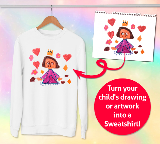 Customizable Children's Drawing Hoodie or Sweatshirt -Custom Designs