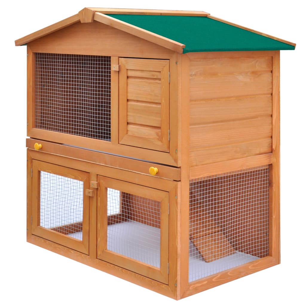 Outdoor Rabbit Hutch Small Animal House Pet Cage 3 Doors Wood - Picture 1 of 9