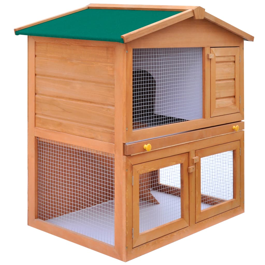 Outdoor Rabbit Hutch Small Animal House Pet Cage 3 Doors Wood - Picture 2 of 9
