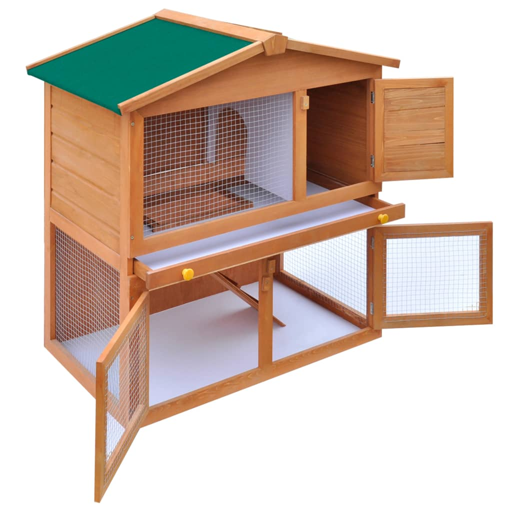 Outdoor Rabbit Hutch Small Animal House Pet Cage 3 Doors Wood - Picture 3 of 9