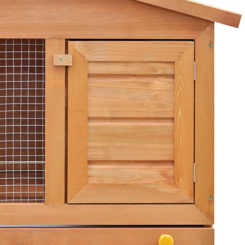 Outdoor Rabbit Hutch Small Animal House Pet Cage 3 Doors Wood - Picture 4 of 9
