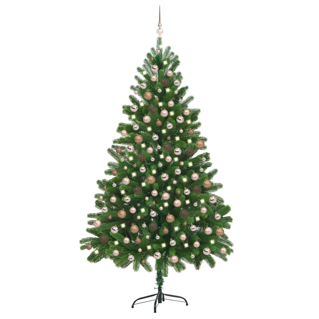 vidaXL Artificial Pre-lit Christmas Tree with Ball Set 82.7" Green