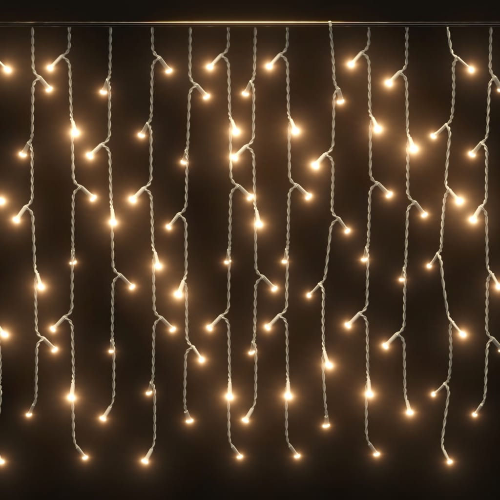 vidaXL LED Curtain Icicle Lights 393.7" 400 LED Warm White 8 Function