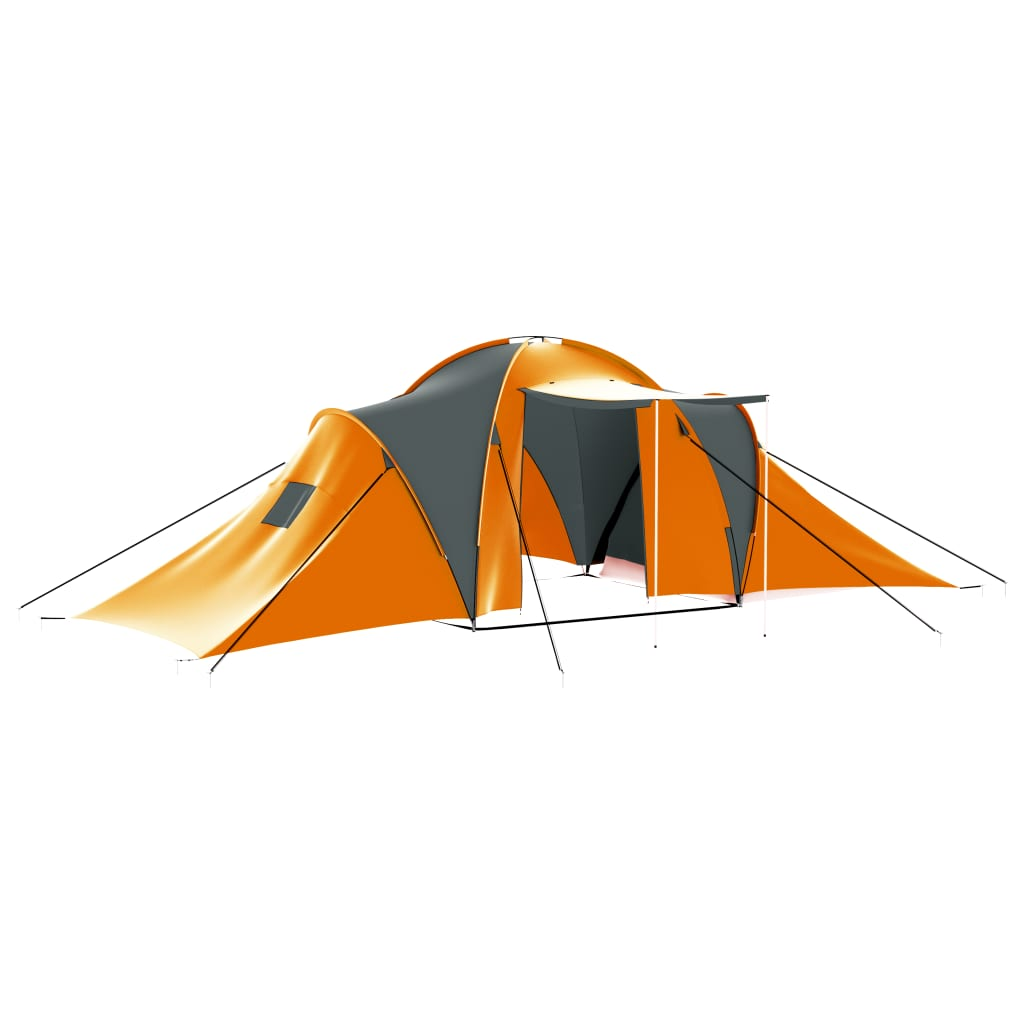 Campingzelt 9 Personen Stoff grau und orange - Bild 1 von 7