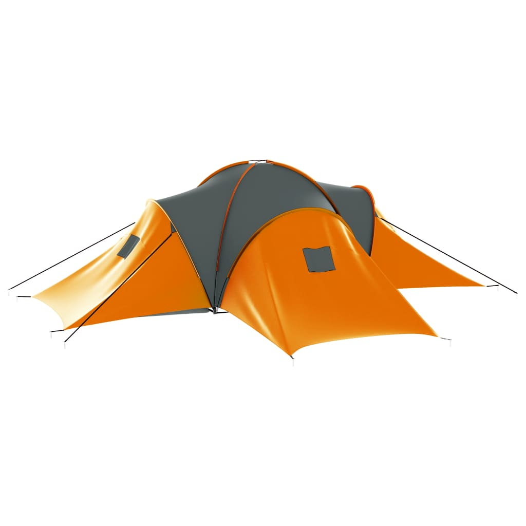 Campingzelt 9 Personen Stoff grau und orange - Bild 2 von 7