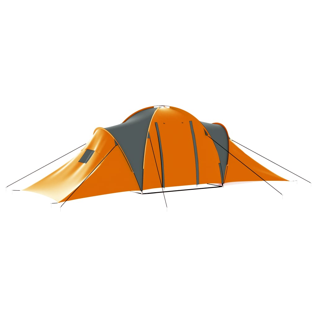 Campingzelt 9 Personen Stoff grau und orange - Bild 4 von 7