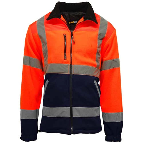 Herren Hi-Viz Vis Sichtbarkeit gefütterte Arbeitsvliesjacke & Handytasche mit Reißverschluss - Bild 11 von 12